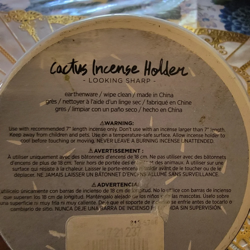 West Elm/Orb Tin Glaze Cactus Incense Holder